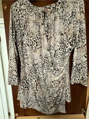 Calvin Klein Beige and Gray Animal Print Tunic